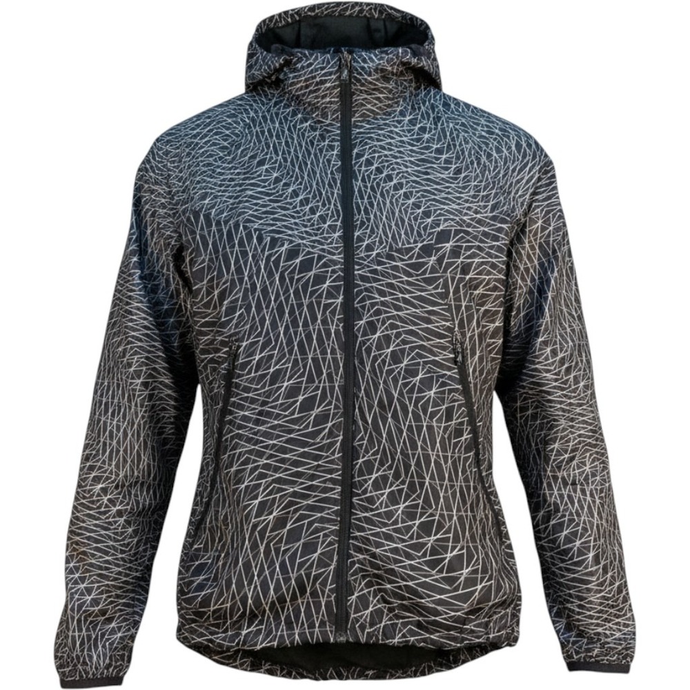 Nike Womens Windrunner Jacket Black Geometric Web Hooded Full Zip 630993-010 S